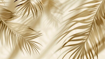 Poster - Beautiful palm leaves create a warm and inviting atmosphere. This artistic image showcases soft, golden tones. Ideal for backgrounds or tropical themes. AI
