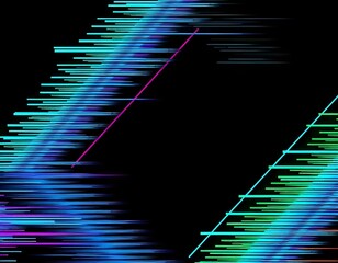 Canvas Print - abstract glitch patterns on a solid black background, with vibrant colors like electric blue, neon pink, and bright green creating a chaotic digital distortion effect create with ai