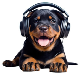 Wall Mural - PNG Headphones puppy rottweiler headset.