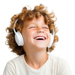 Poster - PNG Headphones listening laughing smile.