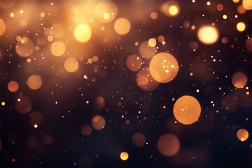 Poster - A mesmerizing display of shimmering golden bokeh lights against a dark background creating a magical atmosphere