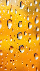 Water Drops, Rain, Dew on Orange Background, Abstract Image, Texture, Pattern, Wallpaper, Cover and Screen of Smartphone, PC, Laptop, 9:16 and 16:9 Format