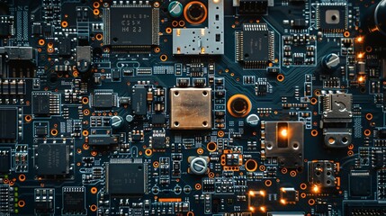 top view of electronic circuit board with components