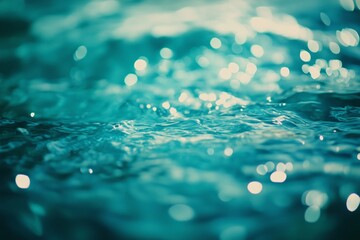 Poster - rippling turquoise water shimmers under warm sunlight at a serene outdoor location during the aftern