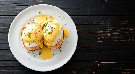 Wall Mural - Delicious Eggs Benedict with Hollandaise Sauce