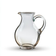 Clear glass jug isolated against a white background showcasing its elegant design and craftsmanship