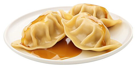 Canvas Print - PNG Chinese dumplings plate food white background.