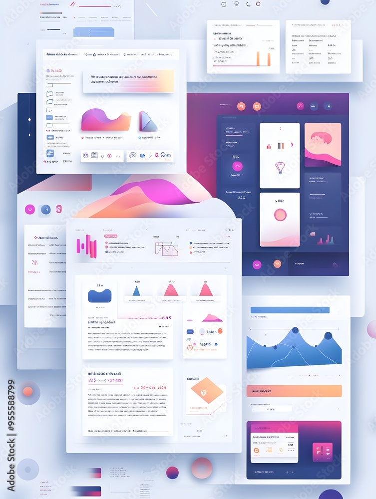 Minimalist UI Design with Flat Icons and Soft Gradients for Modern and ...