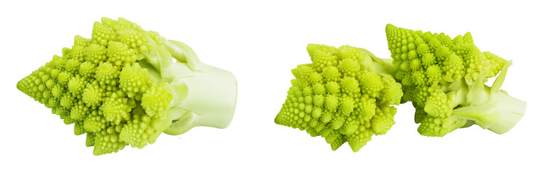 Wall Mural - Romanesco broccoli cabbage or Roman Cauliflower isolated on white background with  full depth of field