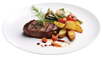 Canvas Print - PNG A beef steak plate table food.