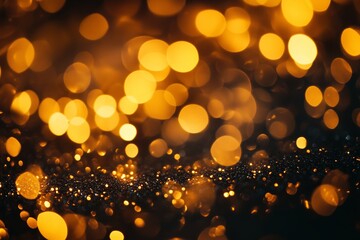 Poster - Golden bokeh lights create a warm, shimmering background perfect for festive celebrations during the evening