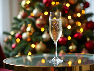 Poster - champagne glasses and christmas decorations
