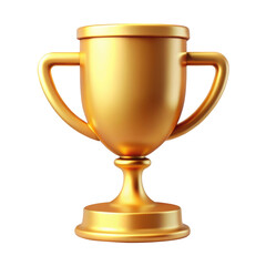 Wall Mural - Golden 3D trophy cup icon symbolizing victory, achievement, or success, perfect for award or sports-related themes. Isolated on transparent background, png.