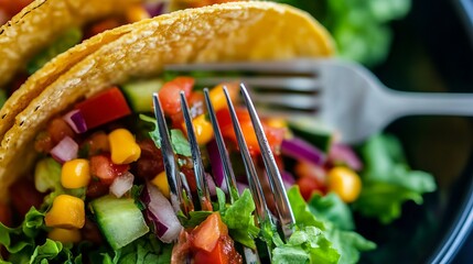 Canvas Print - Healthy Taco with Fork