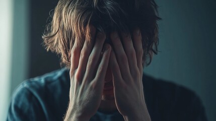 Man Covering Face With Hands