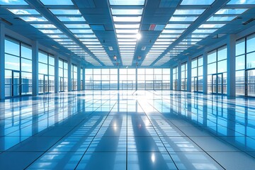 Poster - Sunlit Reflections in a Modern Office Building
