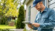 © fotofabrika - A man conducts a home inspection while reviewing notes on a clipboard in a residential area during daytime