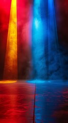 Wall Mural - red blue and yellow light