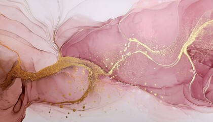 Wall Mural - abstract dusty rose blush liquid watercolor background with gold dots and lines. pastel pink marble 