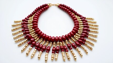 red and gold beaded necklace