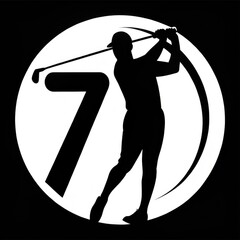 Unique black and white linear logo featuring a golfer with standard scale design. Generative AI