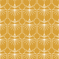 Wall Mural - Vector seamless pattern in art deco retro style. Abstract golden nouveau background with elegant luxury geometric shapes for fashion, banner, print