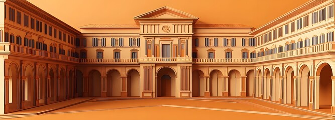 45. **Create a 3D paper cut concept of the Uffizi Gallery in Florence, with its Renaissance architecture and space at the bottom for text.**