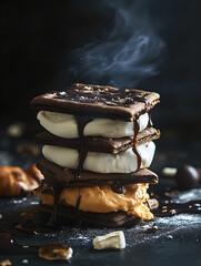 Wall Mural - Halloween themed s'mores, food photography