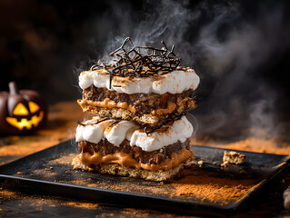 Wall Mural - Halloween themed s'mores, food photography