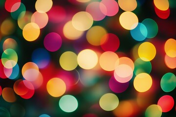 Poster - Colorful bokeh lights twinkling softly during a festive celebration, creating a vibrant atmosphere in a cozy setting