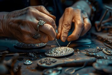 Sticker - Craftsmanship in Action: Intricate Jewelry Making Process