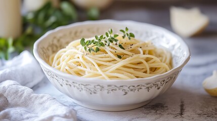 pasta in white ceramic bowl