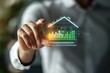 © Mikki Orso - Businessman interacting with virtual energy efficiency ratings for sustainable house building audits