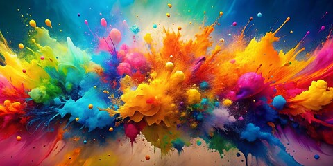 Wall Mural - vibrant abstract background with colorful watercolor paint splatters and streaks creating a dynamic 