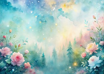Wall Mural - vibrant, dreamy watercolor-inspired background with organic texture and subtle brushstrokes, blendin
