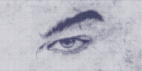 Vector human eye illustration made by halftone patter.