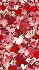 Wall Mural - background with hearts shape and flower