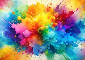 Wall Mural - vibrant watercolor splashes blend with organic textures on a high-resolution background, evoking a s