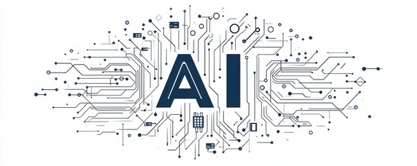 Poster - AI technology concept with futuristic circuit design highlighting the integration of artificial intelligence in modern digital systems