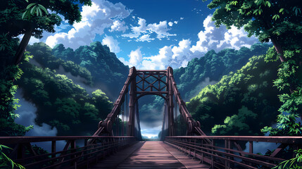 Canvas Print - Bridges Landscape Anime Style