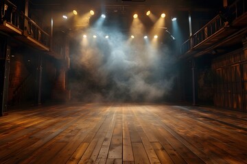 Canvas Print - Dramatic Stage with Atmospheric Lighting and Smoke Effects