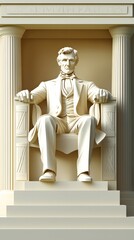 Wall Mural - 24. **Render a 3D paper cut of the Lincoln Memorial with its iconic columns, with clear space in the lower part for text.**