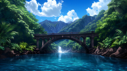 Poster - Bridges Landscape Anime Style