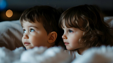 Sticker - brother and sister reading picture books together