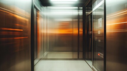 Abstract Motion Blur in an Elevator Shaft with Warm Lighting