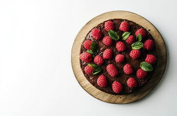 Wall Mural - Chocolate Cake Decorated with Raspberries