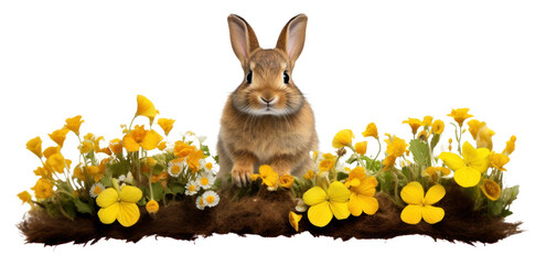 Canvas Print - PNG Dwarf rabbit flower rodent animal.