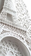 1. **Create a 3D paper cut concept of the Eiffel Tower with intricate latticework and space at the base for text.**