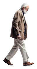 Wall Mural - A studio shot of *a old man* walking, isolated on white color background --v 5.0 --ar 2:3