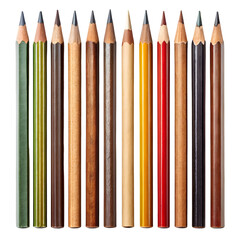 Wall Mural - Set of pencils isolated on transparent background